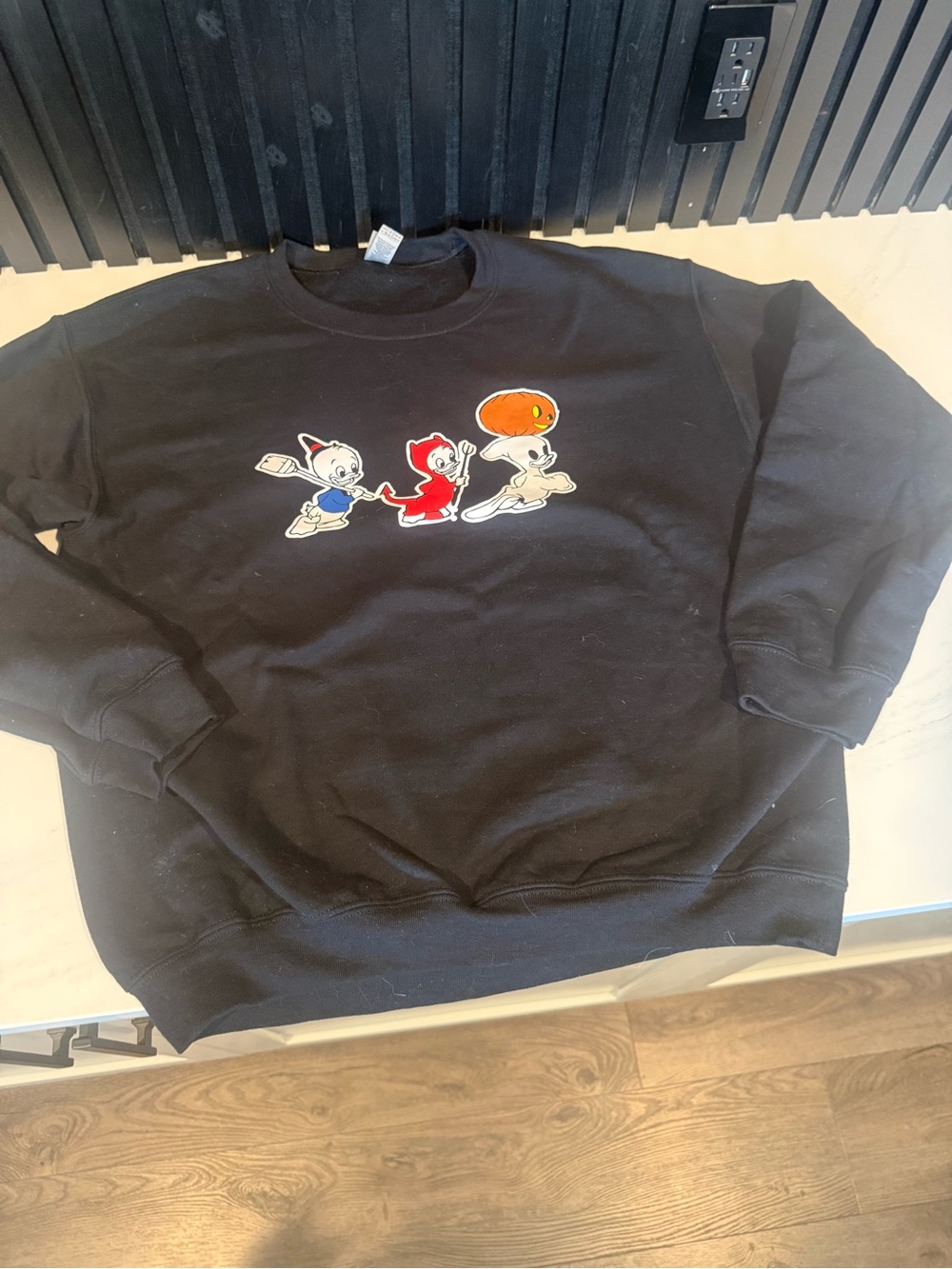 Disney Halloween Black Crewneck Sweater with Huey, Duey & Louey Trio Graphic